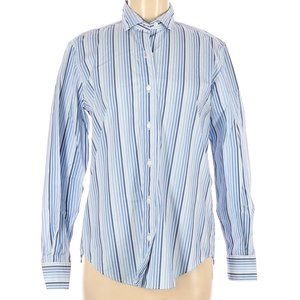 GUY ROVER Shades of Blue Striped Cotton Blend Shirt Size 40 (US 8) Made in Italy